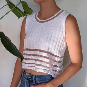 Vintage crop top with mesh inserts